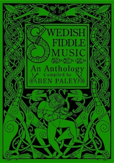The cover of Swedish Fiddle Music, a fiddle player surrounded by decorative knotwork.
